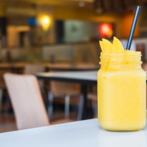 Iced fresh mango smoothies glass